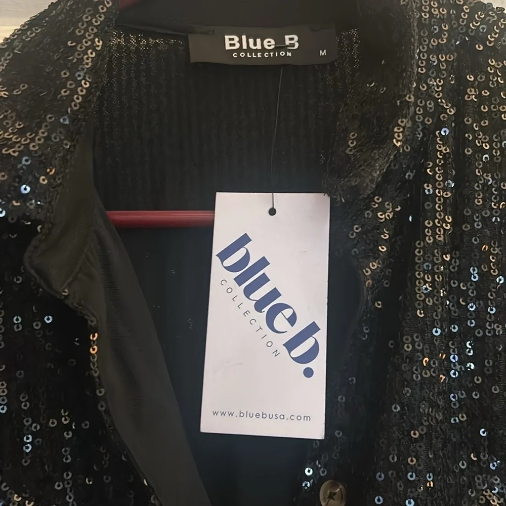 BUCKLE Blue B collection MEDIUM Sequin fringe western shirt.BELT SOLD SEPARATELY - Picture 8 of 14